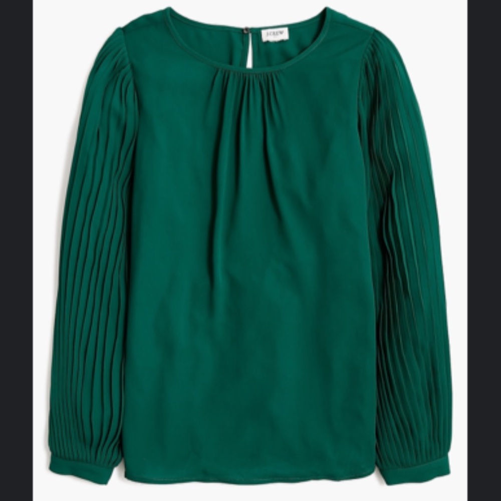 j crew academic green nwt top blouse shirt long sleeve pleated s 4 small factory